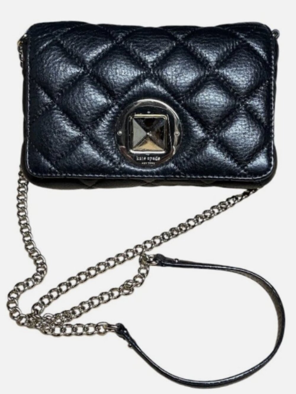 KATE SPADE NEW YORK BLACK QUILTED LEATHER GOLD COAST SHOULDER BAG OR CROSSBODY